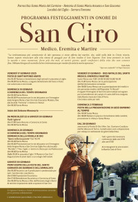 Festeggiamenti in onore di San Ciro: DIES NATALIS DEL SANTO MEDICO, EREMITA E MARTIRE