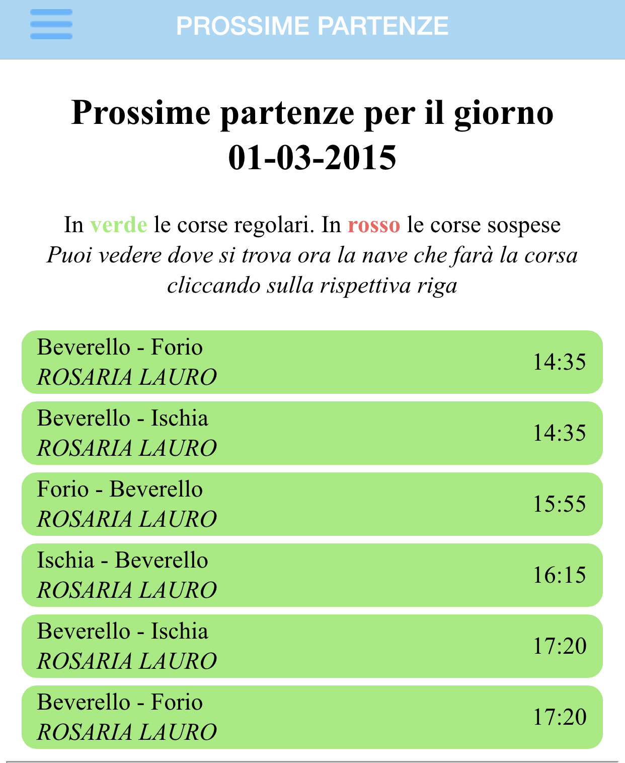 prossime partenze alilauro app